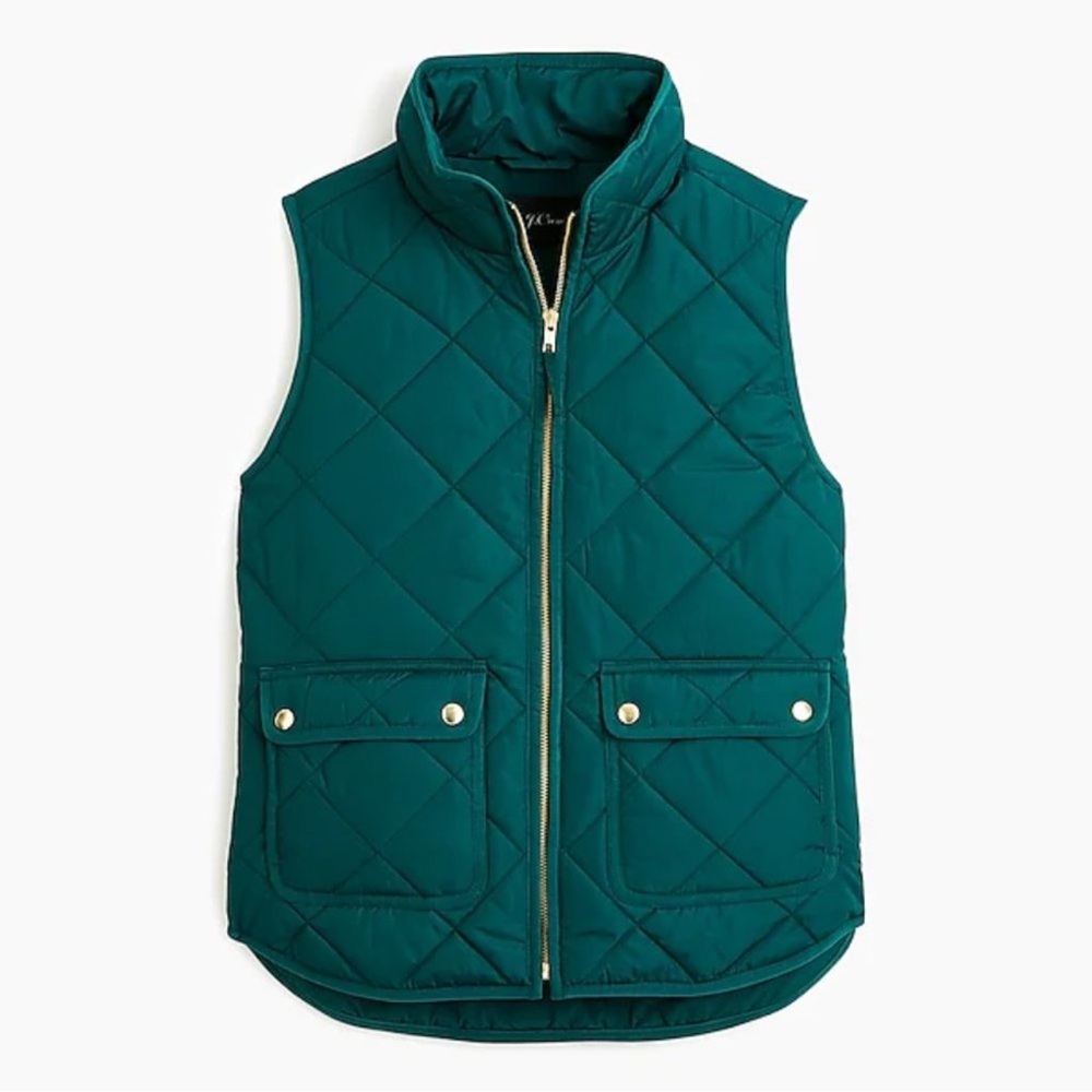 J. Crew Factory Excursion Diamond Quilted Puffer Vest Green
